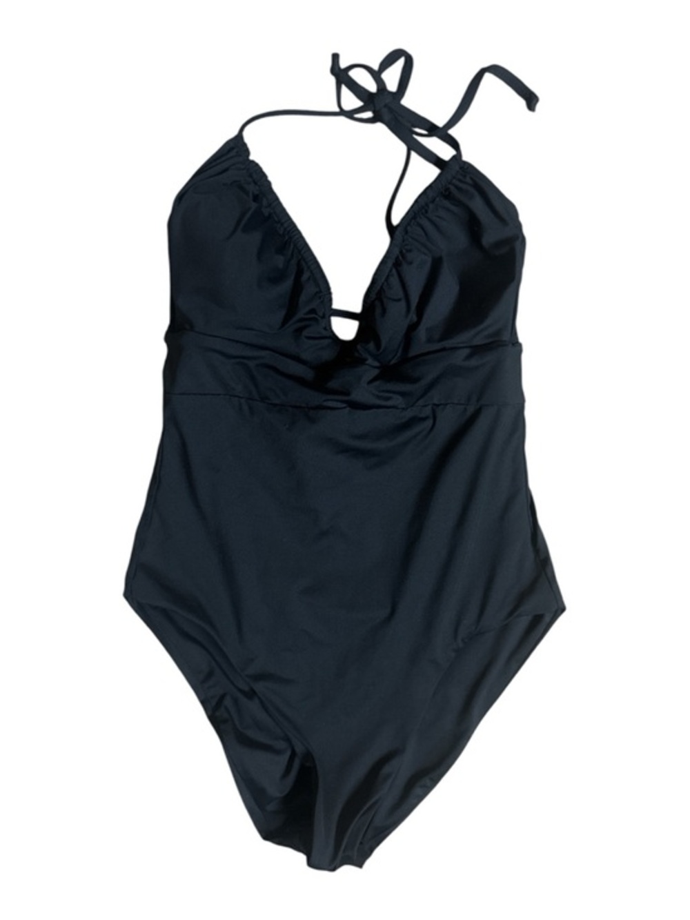 Becca by Rebecca Virtue Black One-Piece  Open Back Halter Swimsuit Swimwear